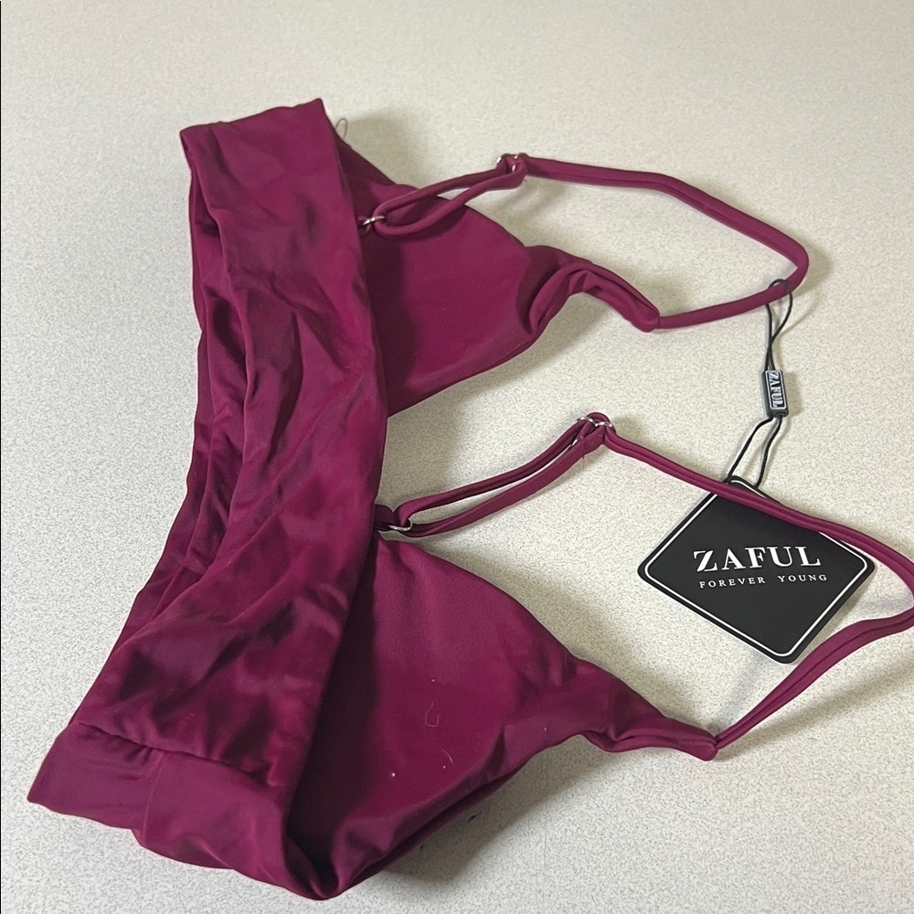Zaful Women's Merlot burgundy Bralette - Picture 5 of 6
